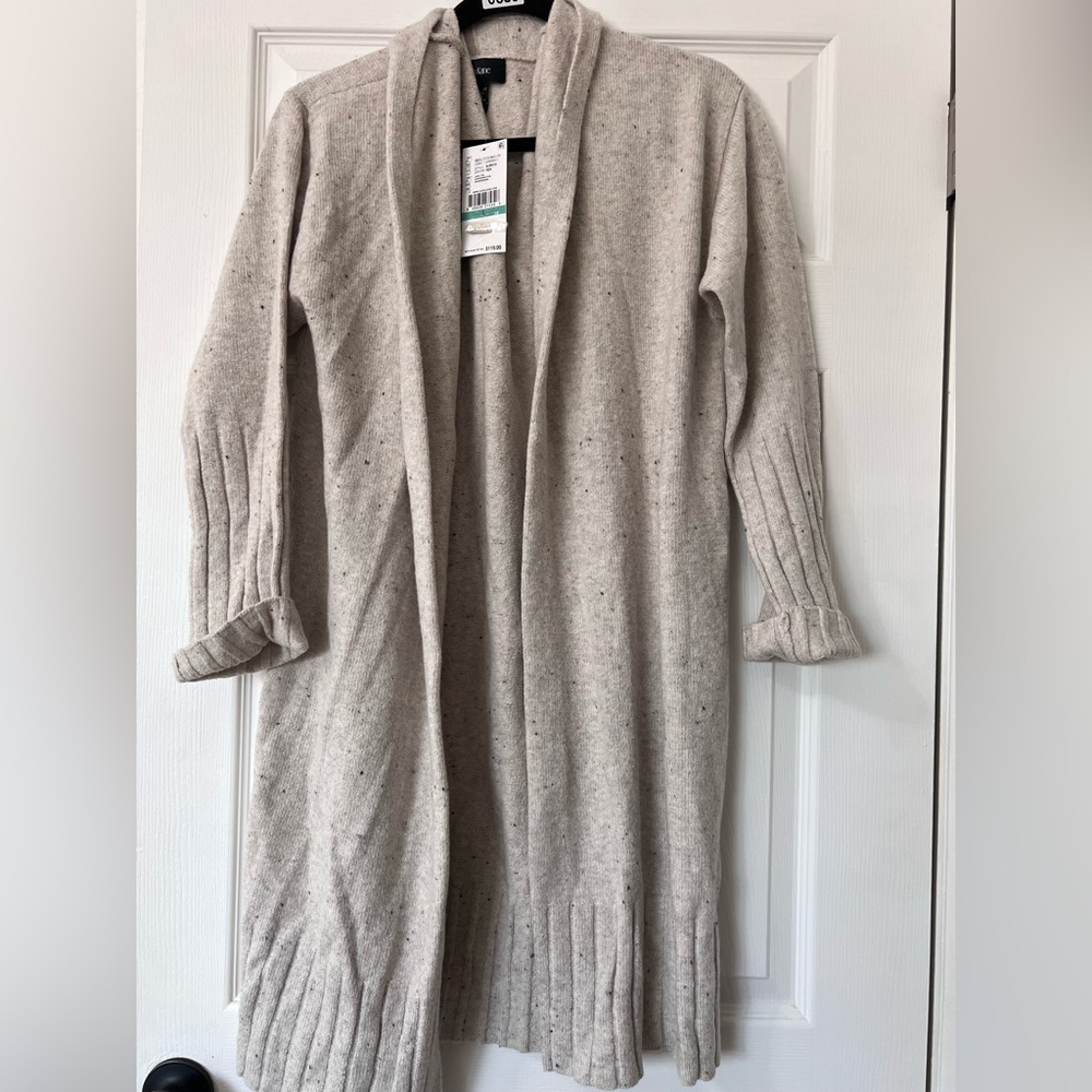 Karen Kane Speckled Cream Long Cardigan